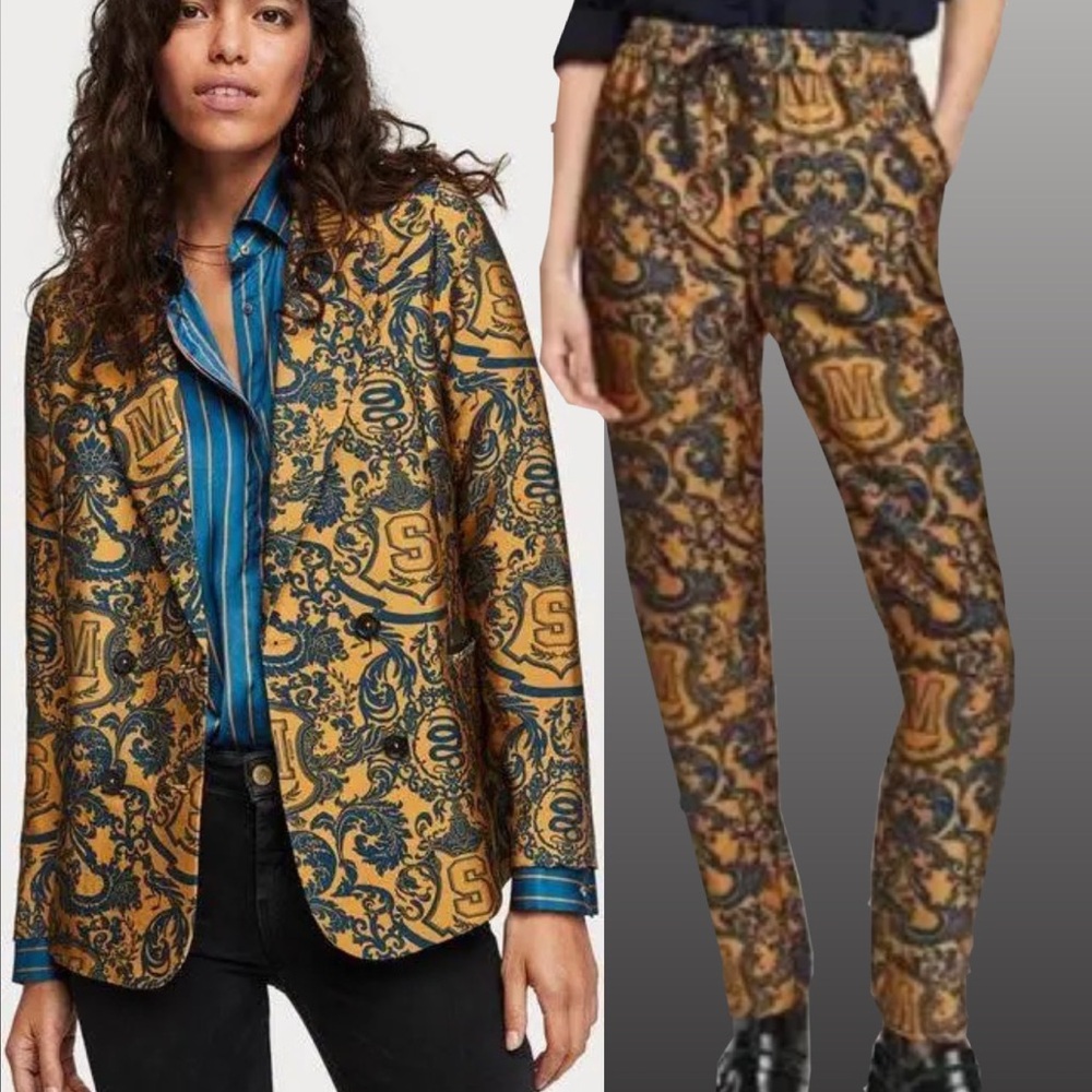 SCOTCH & SODA Jacquard Printed Blazer Pants Set Coat Jacket Small S